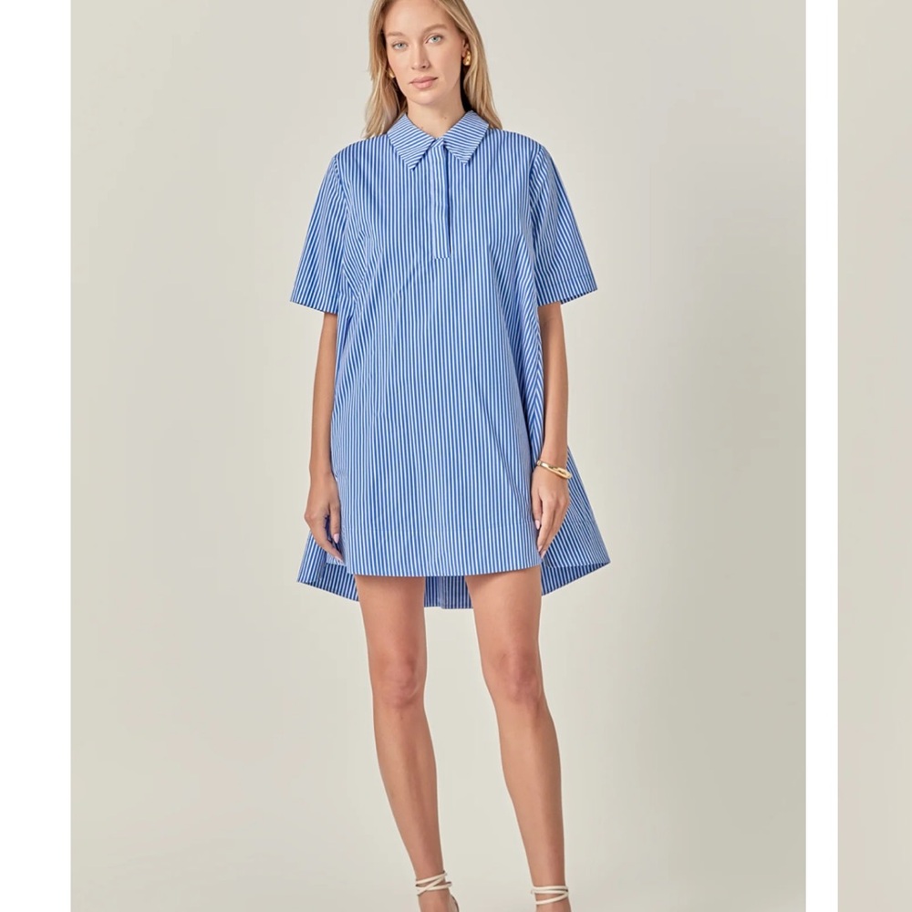English Factory Navy and White Striped Dress
